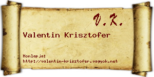Valentin Krisztofer névjegykártya